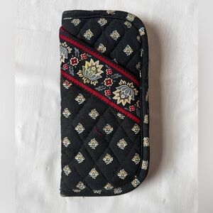 Vera Bradley soft eyeglass case vintage retired Classic Black Floral double 90s